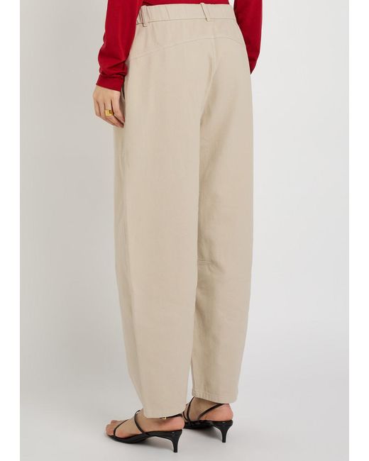 Eileen Fisher Natural Barrel-Leg Cotton Trousers