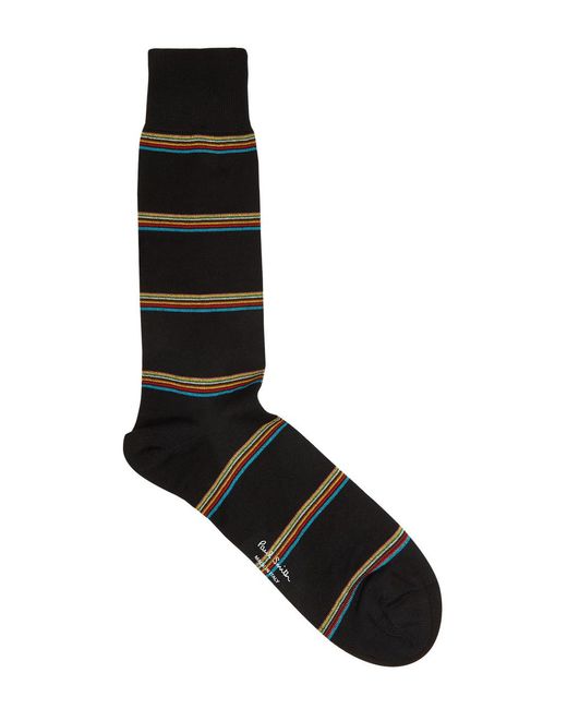Paul Smith Black Striped Stretch-cotton Socks for men