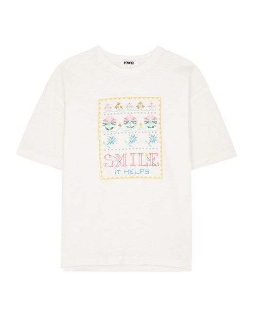 YMC White Jordan Embroidered Cotton T-Shirt