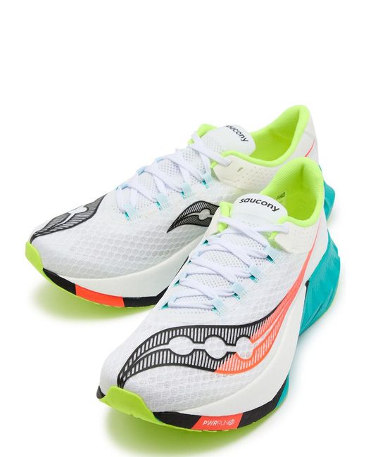 Saucony White Endorphin Pro 4 Panelled Mesh Trainers for men