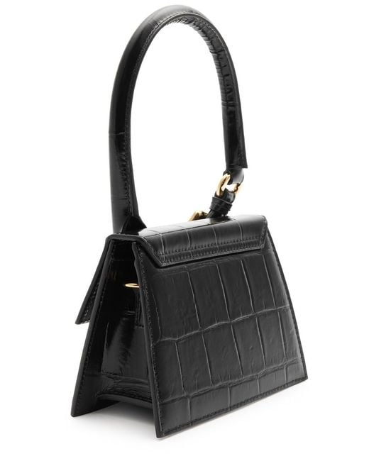 Jacquemus Black Le Chiquito Moyen Boucle Leather Top Handle Bag