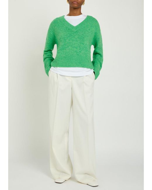 Lisa Yang Green Aletta V-Neck Cashmere Jumper