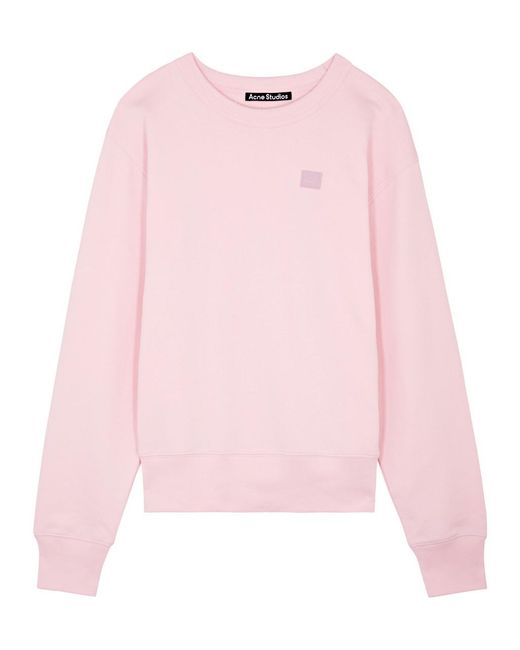 Acne Pink Logo-embroidered Cotton Sweatshirt