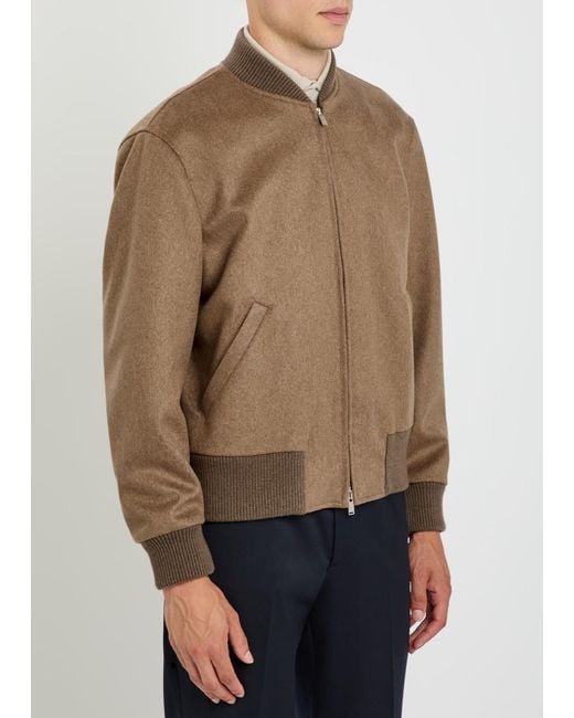 Lardini Brown Wool Bomber Jacket for men