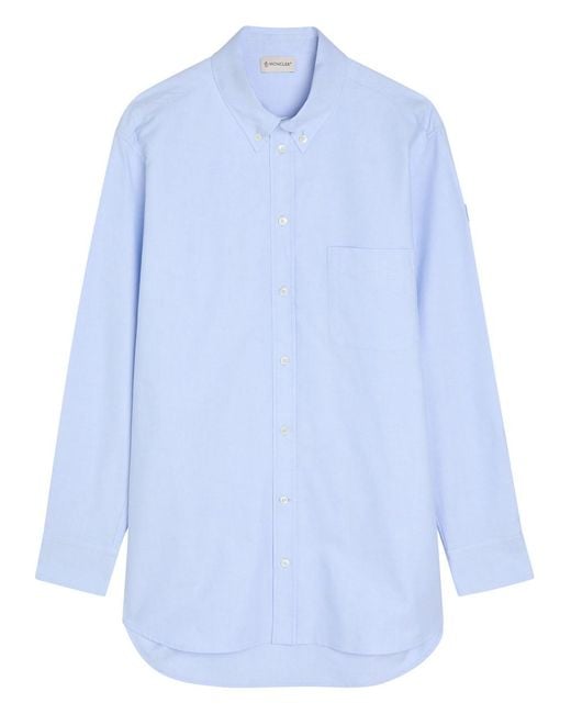 Moncler Blue Logo-Appliquéd Cotton Shirt