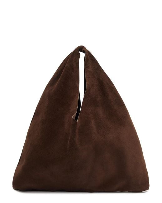 The Row Brown Bindle Small Suede Top Handle Bag