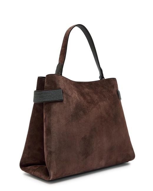 Brunello Cucinelli Brown Suede Tote Bag