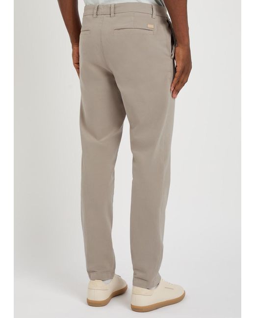 Boss Natural Kane Tapered-Leg Stretch-Cotton Chino Trousers for men
