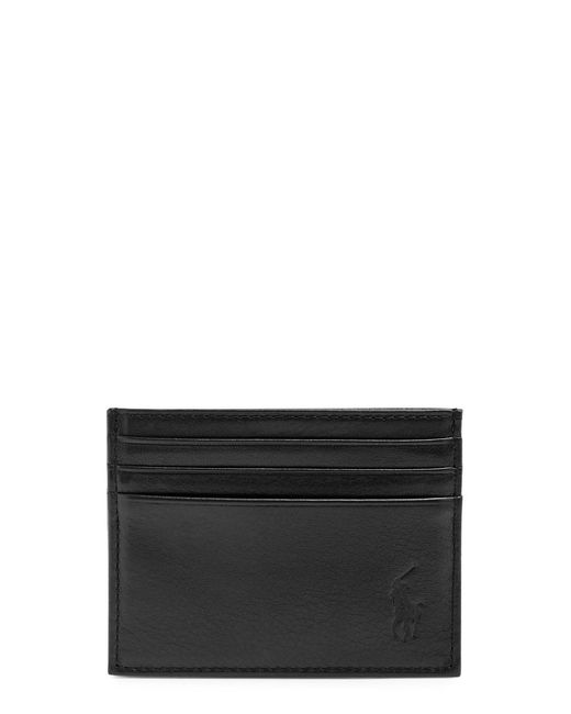 Polo Ralph Lauren Logo Leather Card Holder in Black for Men Lyst
