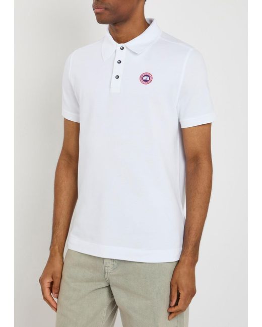Canada Goose White Beckley Logo Piqué Cotton Polo Shirt for men