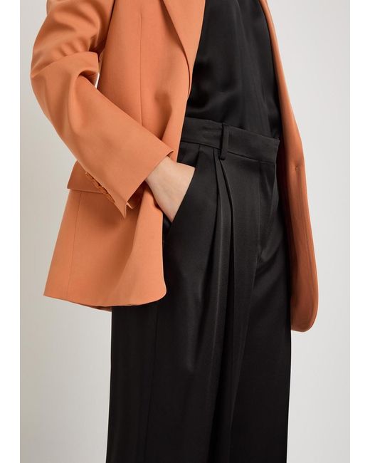 Stella McCartney Black Pleated Straight-Leg Satin Trousers