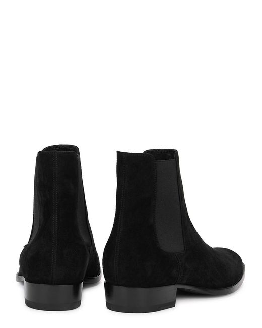 Saint Laurent Black Wyatt 30 Suede Chelsea Boots for men