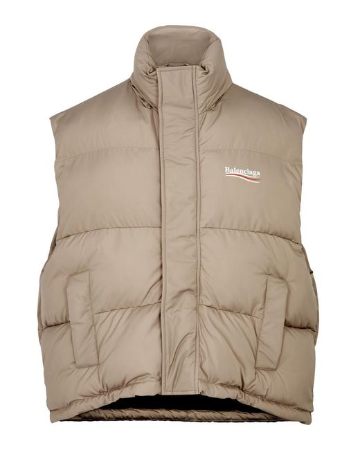 Balenciaga Natural Political Quilted Shell Gilet for men