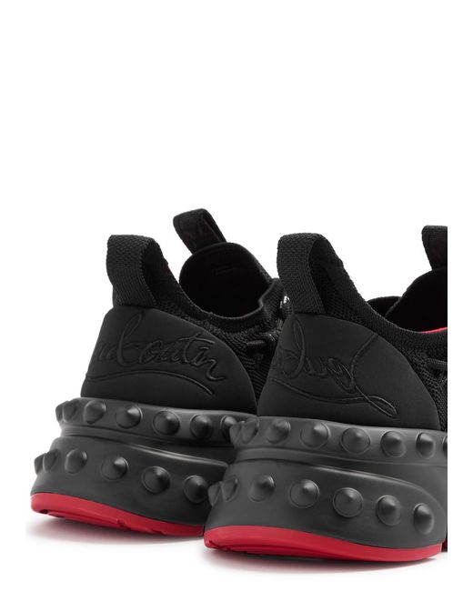 Christian Louboutin Black Trailnrun Panelled Knitted Sneakers
