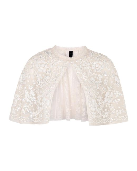 Needle & Thread Natural Regal Rose Sequin-embellished Tulle Cape