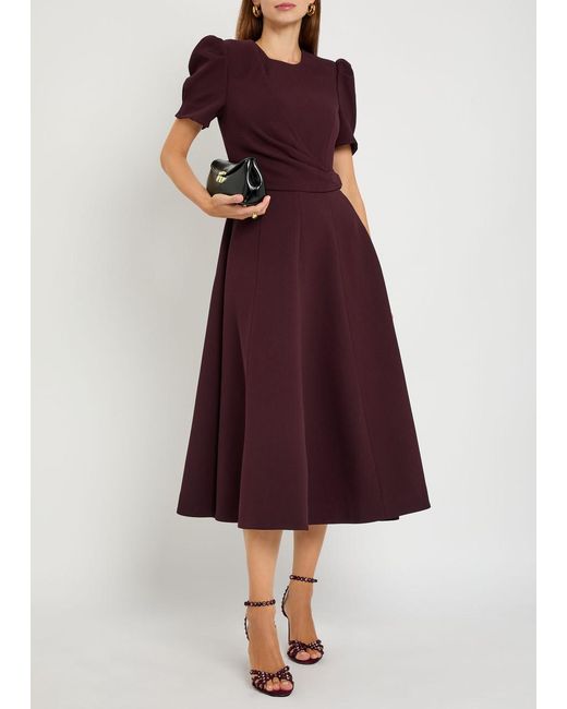 Rebecca Vallance Purple Syrah Panelled Crepe Midi Dress