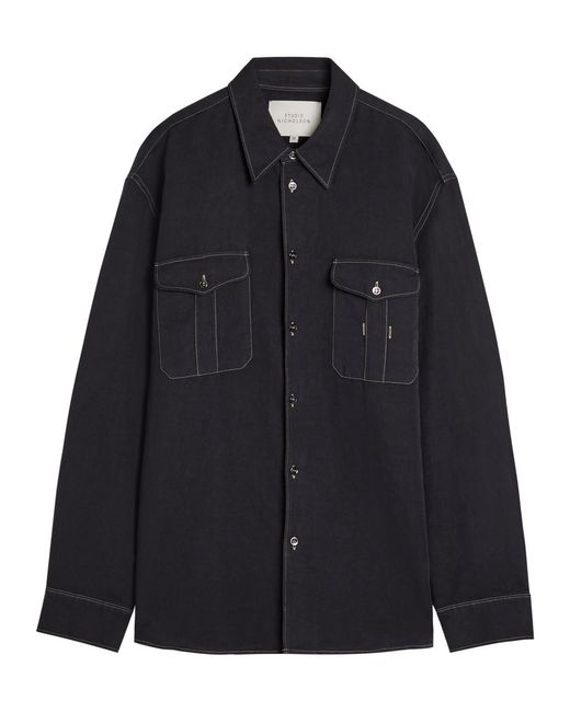 Studio Nicholson Black Louro Cotton And Linen-Blend Shirt for men