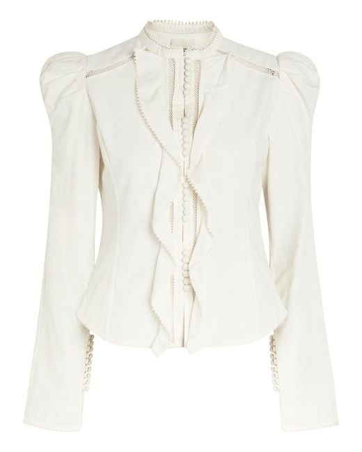 Isabel Marant White Calina Picot Lace Cotton Blouse