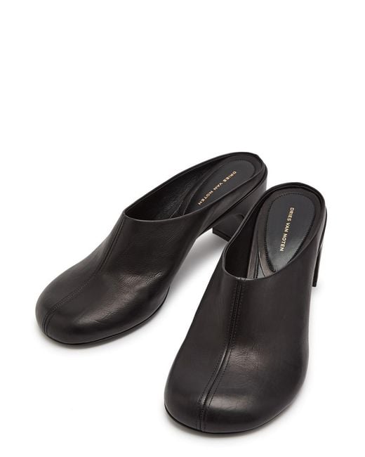 Dries Van Noten Black 65 Round-Toe Leather Pumps