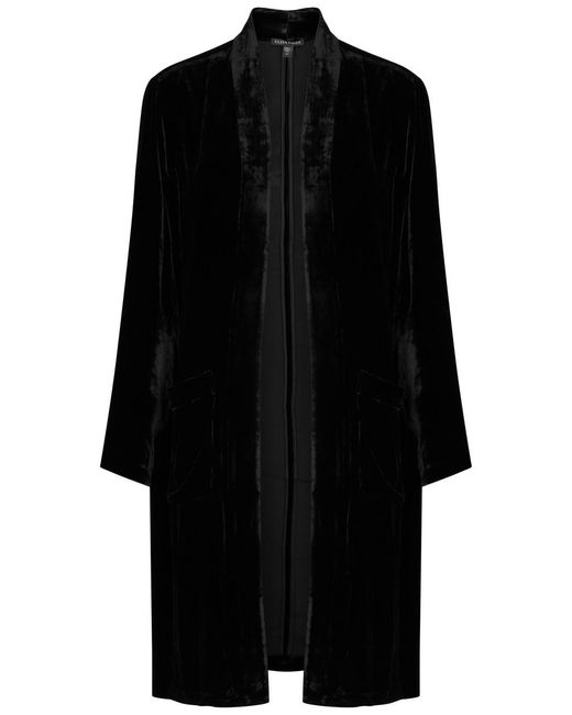 Eileen Fisher Black Longline Velvet Jacket