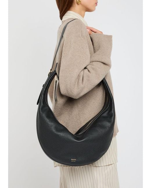 Khaite Black Augustina Grained Leather Shoulder Bag