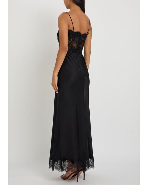Self-Portrait Black Lace And Satin Midi Dress