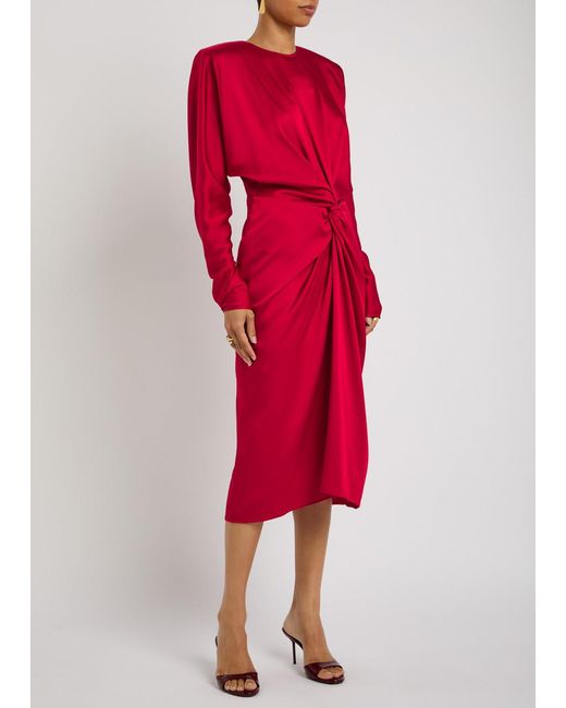 Stella McCartney Red Twisted Satin Midi Dress