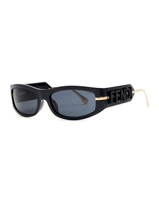 Fendi Black Graphy Rectangle-frame Sunglasses
