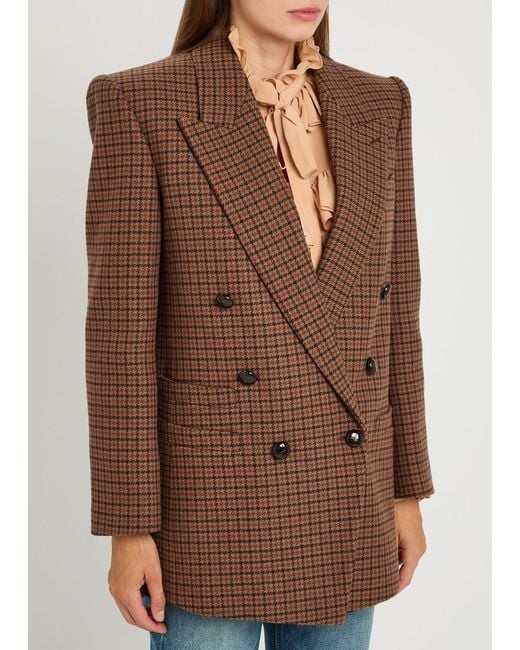 Chloé Brown Checked Wool-Blend Blazer