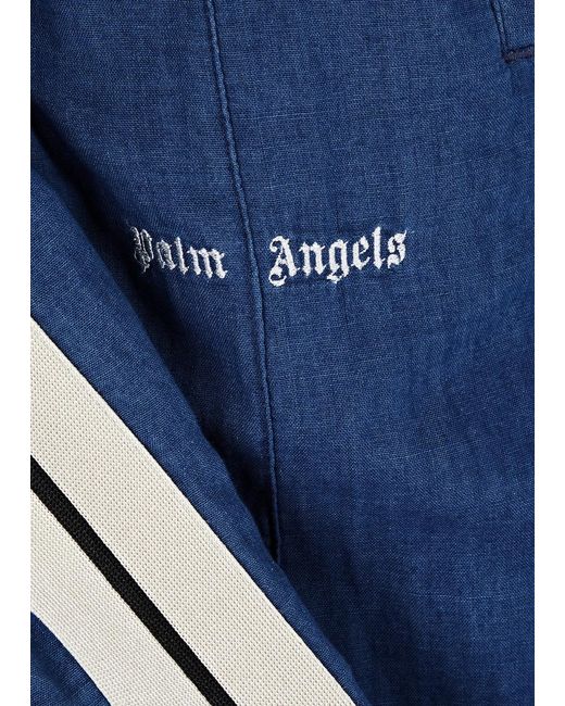 Palm Angels Blue Striped Chambray Track Pants