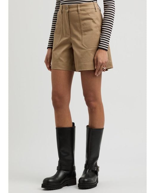 Moncler Natural Stretch-Cotton Twill Shorts