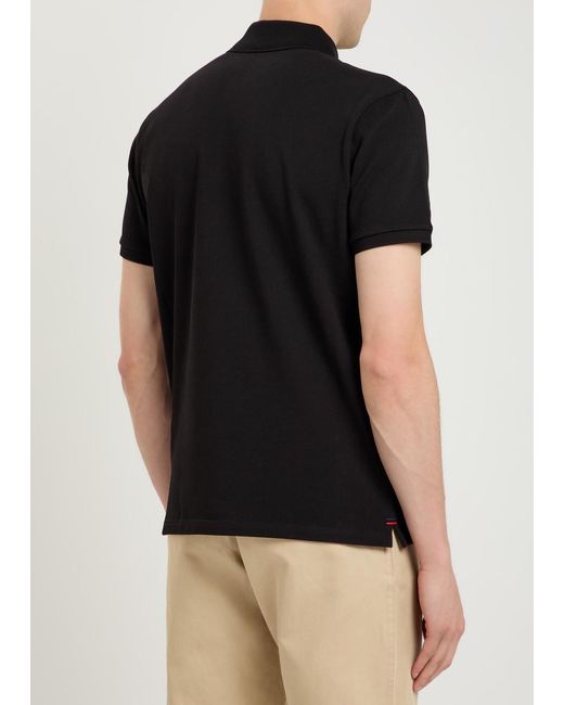 Moncler Black Logo-Appliquéd Piqué Cotton Polo Shirt for men