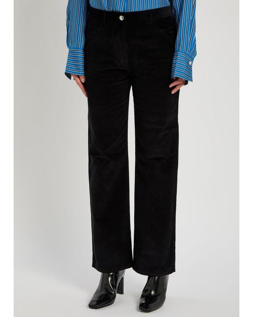 Totême Black Straight-Leg Corduroy Trousers