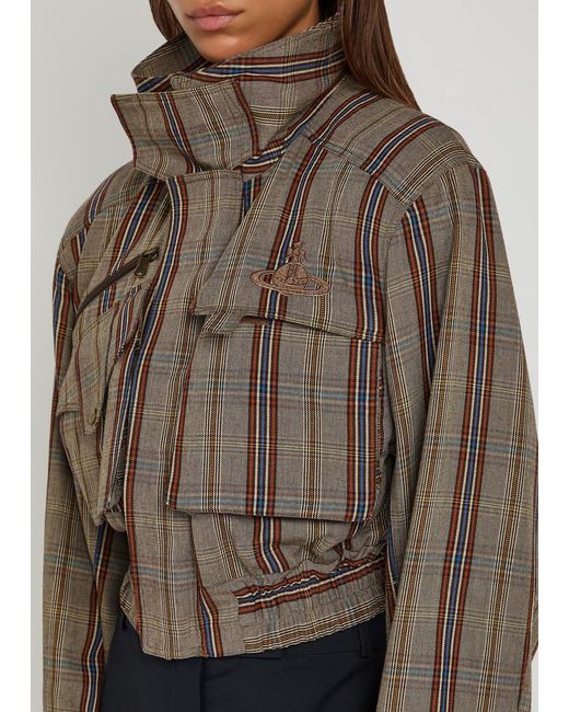 Vivienne Westwood Brown Memphis Plaid Woven Bomber Jacket