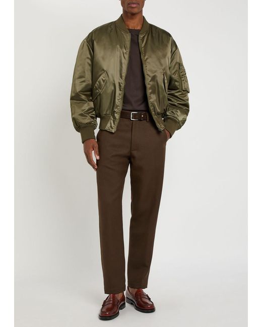 Saint Laurent Green Padded Satin Bomber Jacket for men