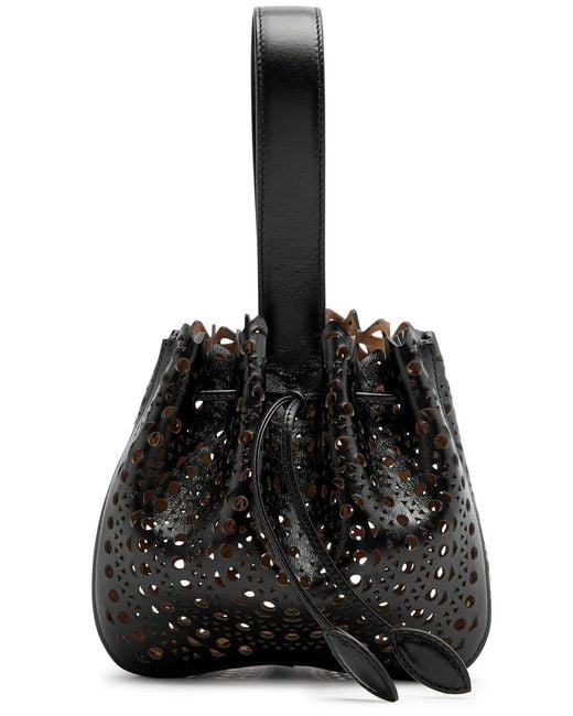 Alaïa Black Alaïa Rose Marie Laser-cut Leather Bucket Bag