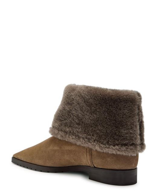 Totême  Brown Shearling-Trimmed Suede Ankle Boots