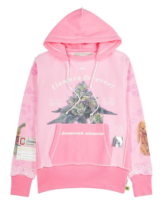 Advisory Board Crystals Pink Flowers Forever Hooded Cotton-blend Sweatshirt for men