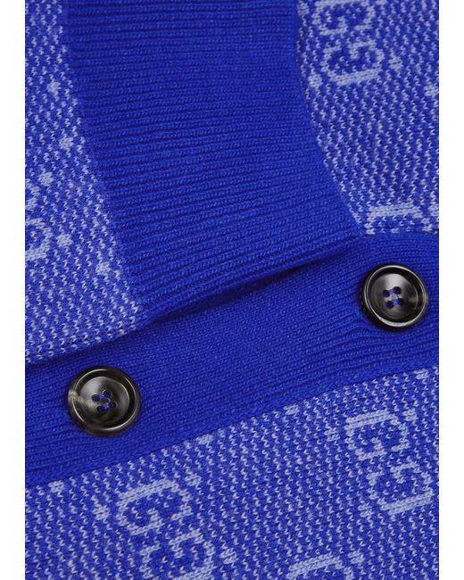 Gucci Blue gg-monogram Intarsia Wool Cardigan for men