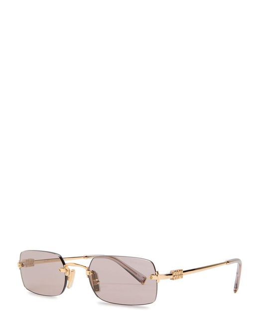 Miu Miu White Rimless Rectangle-Frame Sunglasses
