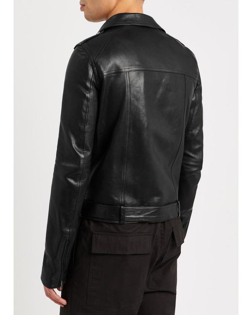 Rick Owens Black Leather Biker Jacket for men