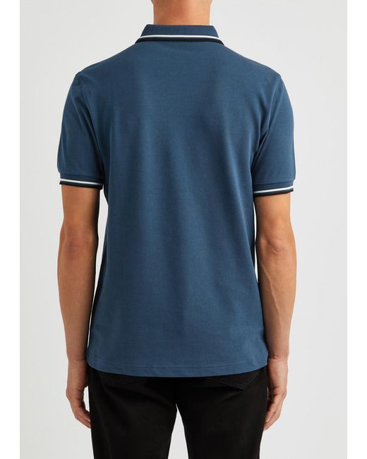 Fred Perry Blue Logo-embroidered Piqué Cotton Polo Shirt for men