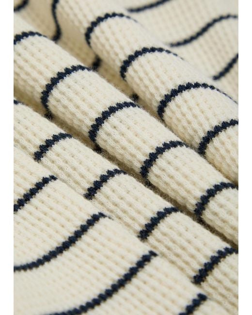 Percival Gray Waffle-Knit Striped Cotton T-Shirt for men