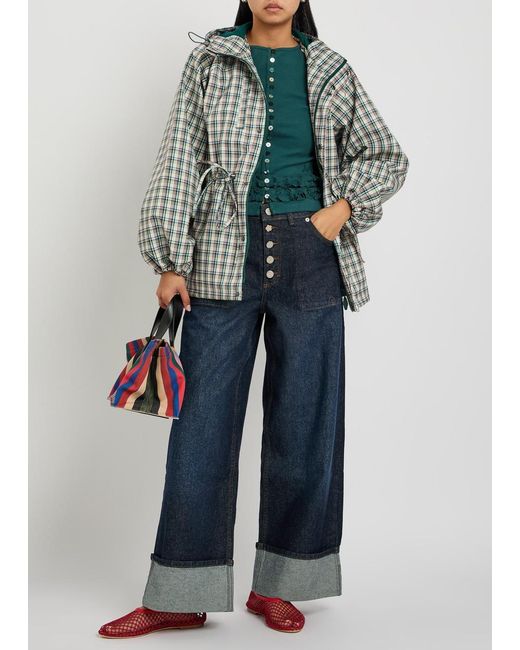Damson Madder Blue Gigi Turn-Up Wide-Leg Jeans