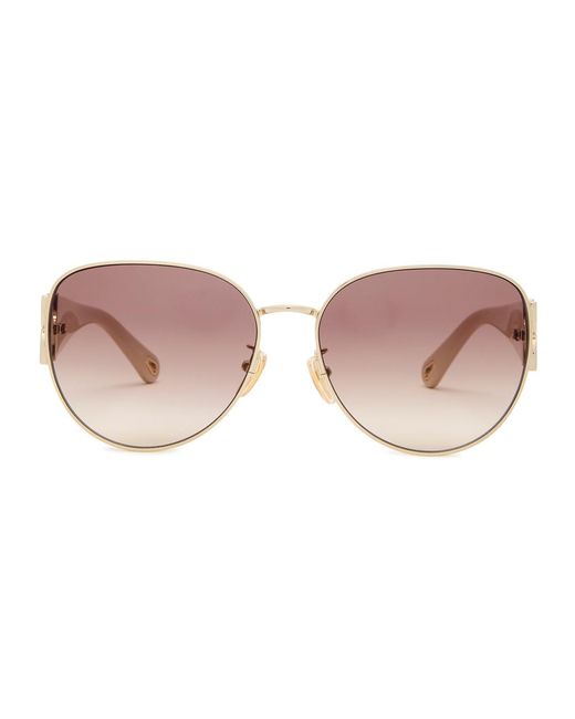 Chloé Pink Round-Frame Sunglasses