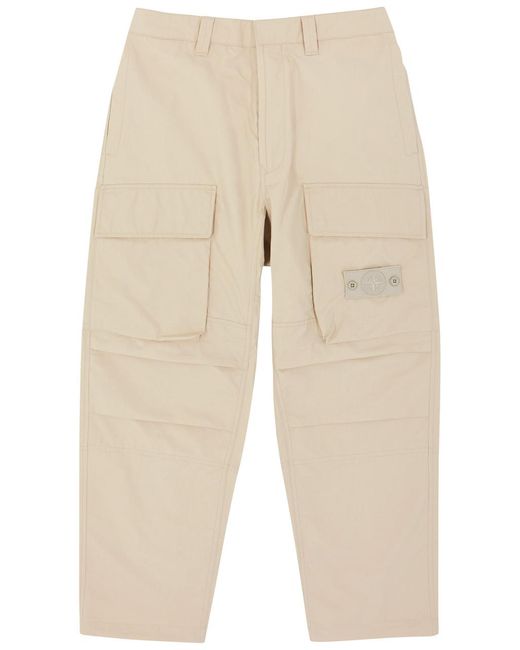 Stone Island Natural Ghost Wide-Leg Cotton Cargo Trousers for men