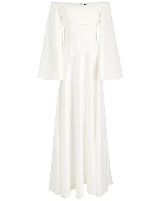 Solace London White Rina Satin And Crepe Maxi Dress