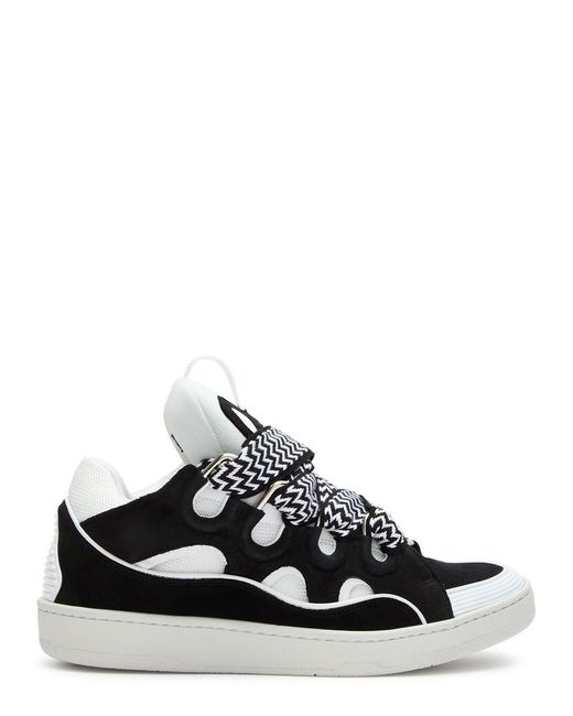 Lanvin Black Curb Panelled Mesh Sneakers for men