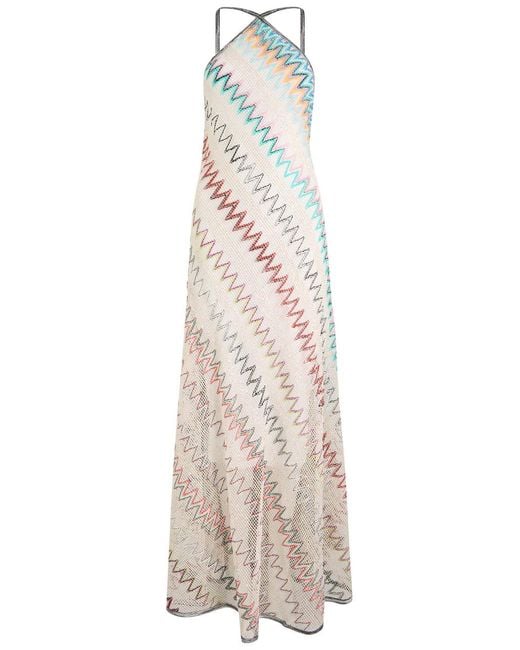 Missoni White Zigzag Intarsia Open-Knit Maxi Dress