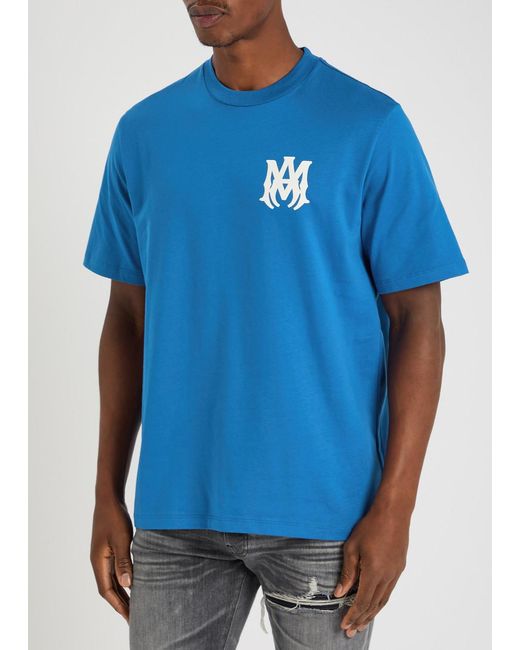 Amiri Blue Core Logo-Print Cotton T-Shirt for men